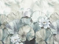 Панно Zambaiti Parati Satin Flowers IV Винил на флизелине (3*5,1) Серый/Голубой/Синий, Цветы/Листья арт-Z66873 — фото 2, Обои для стен