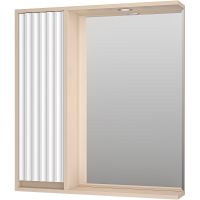 Зеркало со шкафом Brevita Balaton 75 L с подсветкой Белое матовое Бежевое матовое арт-BAL-04075-03-01Л — фото 1, Зеркальные шкафы в ванную