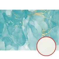 Фреска Ortograf Fluid art 34040 Фактура флок FLK Флизелин (4*2,7) Бирюзовый/Золото, Абстракция арт-34040 (флок FLK) — фото 1, Фрески