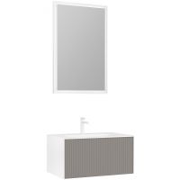 Тумба с раковиной Orka Cube 80 подвесная Бежевая матовая Белая арт-3000373 — фото 2, Тумбы с раковиной