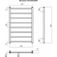 Водяной полотенцесушитель Terminus Ватикан П8 500x800 Хром, нижнее подключение, G 1/2" ВР арт-4670078544032 — фото 4, Водяные полотенцесушители