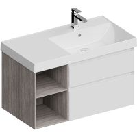 Тумба под раковину Kerama Marazzi Cubo 90 R CUB.90Rh\WHT.M подвесная Белая матовая Дерево арт-CUB.90Rh\WHT.M — фото 2, Тумбы под раковину