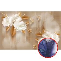 Фреска Ortograf 3D 6693 Фактура бархат серебро FX-S Флизелин (4,3*2,7) Бежевый/Золото/Белый, Цветы/Абстракция арт-6693 (бархат серебро FX-S) — фото 1, Фрески