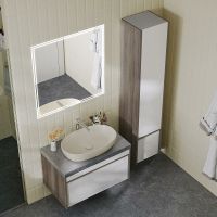 Шкаф пенал Kerama Marazzi Modula 35 MO.165\AR подвесной Белый глянцевый Дерево арт-MO.165\AR — фото 6, Пеналы для ванной комнаты