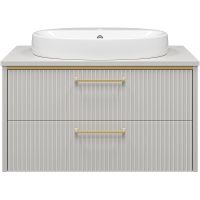 Тумба с раковиной Brevita Elche 80 подвесная Серый кашемир Золото арт-УТ000022432 — фото 2, Тумбы с раковиной