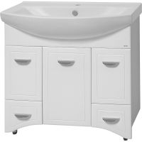 Тумба с раковиной Misty Дрея 85 с бельевой корзиной Белая арт-СО000001500 — фото 1, Тумбы с раковиной