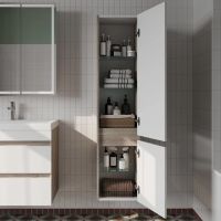 Шкаф пенал Iddis Zodiac 35 подвесной Белый матовый под Дерево арт-ZOD35A0i97 — фото 6, Пеналы для ванной комнаты