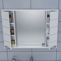 Зеркало со шкафом СанТа Родос 100 Белое арт-106018 — фото 1, Зеркальные шкафы в ванную