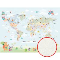 Фреска детская Ortograf Little Friends 34383 Фактура флок FLK Флизелин (4*3) Голубой/Зеленый, Карты/Животные арт-34383 (флок FLK) — фото 1, Фрески