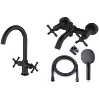 Комплект смесителей Orange Mia Черный арт-M34-381b — фото 6, Готовые комплекты для ванной комнаты