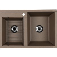 Кухонная мойка Aquaton Делия 78 DBL Серый шелк арт-1A723132DE250 — фото 1, Кухонные мойки