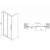 Душевая дверь Abber Schwarzer Diamant 150 профиль Хром стекло матовое арт-AG30150MH — фото 5, Раздвижные душевые двери