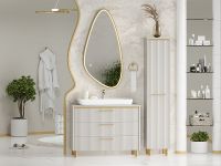 Шкаф пенал Brevita Elche 35 L Серый кашемир Золото арт-ELC-05035-010L — фото 10, Пеналы для ванной комнаты