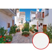 Фреска Ortograf Городской пейзаж 4713 Фактура бархат FX Флизелин (3*2) Белый/Зеленый/Голубой, Город/Цветы арт-4713 (бархат FX) — фото 1, Фрески