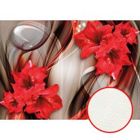 Фреска Ortograf 3D 6715 Фактура флок FLK Флизелин (3,8*2,7) Серебряный/Красный, Цветы/Абстракция арт-6715 (флок FLK) — фото 1, Фрески