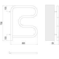 Электрический полотенцесушитель Terminus F-образный 600x600 поворотный Хром арт-4620768883897 — фото 4, Электрические полотенцесушители