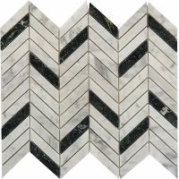 Каменная мозаика Pixmosaic Bianco carrara, Spider Green 28,6x30,7 см арт-PIX287 — фото 1, Мозаика
