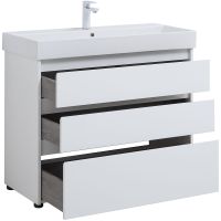 Тумба под раковину Aquanet Nova Lite 100 Белый глянец арт-302478 — фото 4, Тумбы под раковину