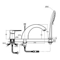 Смеситель на борт ванны Orange Otto Хром арт-M22-333cr — фото 12, Смесители на борт ванны