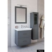 Шкаф пенал Sanflor Модена 34 R Серый арт-С02732 — фото 1, Пеналы для ванной комнаты