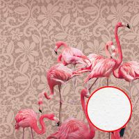 Фреска Ortograf Paradise 32232 Фактура бархат FX Флизелин (2,7*2,7) Бежевый/Розовый, Птицы/Орнамент арт-32232 (бархат FX) — фото 1, Фрески