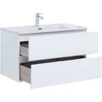 Тумба под раковину Aquanet Алвита New 90 подвесная Белая матовая арт-303920 — фото 4, Тумбы под раковину