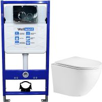 Комплект унитаза WeltWasser Merzbach 043 GL-WT 10000009939 с инсталляцией WellWant Standart 50 WWISI1110B с сиденьем Микролифт и клавишей смыва Хром глянцевый арт-10000009939+WWISI1110B — фото 1, Комплекты унитаз + инсталляция