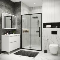 Душевая дверь Grossman Cosmo 130 профиль Черный матовый стекло шиншилла арт-100.K33.02.130.21.02 — фото 3, Раздвижные душевые двери