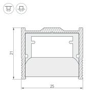 Профиль держатель алюминиевый Arlight Floor встраиваемый Серебристый арт-023291 — фото 3, Профили для светодиодных лент