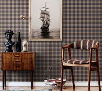 Обои LOYMINA Денди Флизелин (1*10,05) Синий, Клетка арт-KN2 021 — фото 2, Обои для стен