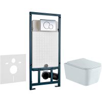 Комплект унитаза Aquatek Либра New AQ1148N-00 с сиденьем Микролифт и инсталляцией WeltWasser WW Marberg 507 10000005949+10000005952 с клавишей смыва Хром глянцевый арт-AQ1148N-00+10000005949+10000005952 — фото 1, Комплекты унитаз + инсталляция