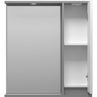 Зеркало со шкафом Brevita Balaton 75 R с подсветкой Белое матовое Серое матовое арт-BAL-04075-01-01П — фото 3, Зеркальные шкафы в ванную