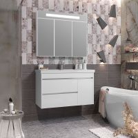 Зеркальный шкаф Opadiris Фреш 100 с подсветкой Белый арт-00-00006753 — фото 4, Зеркальные шкафы в ванную