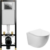 Комплект унитаза Vincea Globo VT1-14S с инсталляцией Cersanit Black 35 S-IN-BLACK-Cg-w с сиденьем Микролифт и клавишей смыва Хром арт-VT1-14S+S-IN-BLACK-Cg-w — фото 1, Комплекты унитаз + инсталляция