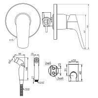 Гигиенический душ со смесителем Damixa Jupiter Черный матовый арт-777510300 — фото 4, Гигиенические души