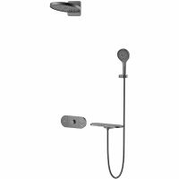 Душевая система Vincea Futura с термостатом Вороненая сталь арт-VSFW-2F12TGM — фото 1, Встраиваемые душевые комплекты