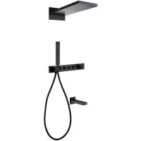 Душевая система Abber Rund с термостатом Черная матовая арт-AF8753B — фото 1, Встраиваемые душевые комплекты