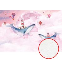 Фреска детская Ortograf Сказочная страна 34140 Фактура бархат FX Флизелин (4*2,7) Розовый, Воздушные шары/Животные/Облака арт-34140 (бархат FX) — фото 1, Фрески