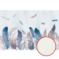 Фреска Ortograf Levity 33349 Фактура флок FLK Флизелин (4*2,7) Голубой/Серый, Перья арт-33349 (флок FLK) — фото 1, Фрески