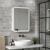 Зеркальный шкаф Reflection Circle 550х800 R с подсветкой Белый матовый арт-RF2106SR — фото 8, Зеркальные шкафы в ванную