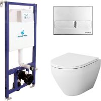 Комплект унитаза AM.PM Spirit FlashClean C701700WH+C707857WH с инсталляцией Koller Pool DUNE1200SL+Neon с сиденьем Микролифт и клавишей смыва Хром арт-C701700WH+C707857WH+DUNE1200SL+Neon — фото 1, Комплекты унитаз + инсталляция