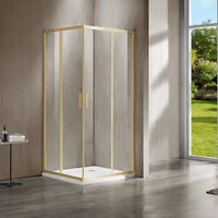 Душевой уголок Vincea Garda 90x90 профиль Золото брашированное стекло прозрачное арт-VSS-1G900CLG — фото 1, Квадратные душевые уголки