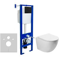 Комплект унитаза Vincea Globo VT1-14S с инсталляцией Berges Atom 410 040340 с сиденьем Микролифт и Черной матовой клавишей смыва арт-VT1-14S+040340 — фото 1, Комплекты унитаз + инсталляция