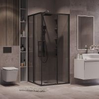 Душевой уголок Grossman Cosmo 100х100 профиль Черный матовый стекло тонированное арт-300.K33.02.1010.21.10 — фото 1, Квадратные душевые уголки