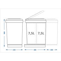 Система сортировки мусора Alveus Albio 10 2x7.5 L Серая арт-1090332 — фото 3, Системы сортировки мусора