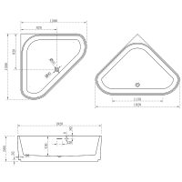 Акриловая ванна Abber 150х150 без гидромассажа арт-AB9446MW — фото 7, Акриловые ванны