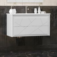 Тумба под раковину Opadiris Луиджи 100 подвесная Белая матовая арт-00-00006177 — фото 2, Тумбы под раковину