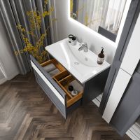 Тумба под раковину Бриклаер Берлин 80 подвесная Оникс серый арт-4627125416156 — фото 4, Тумбы под раковину