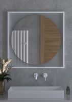 Зеркало Defesto Eclipce 80х80 с подсветкой 18W-4500К/в багетной раме/Без выключателя/Нейтральный белый свет/Белая рама арт-DF 2228 — фото 3, Зеркала в ванную комнату