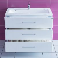 Тумба под раковину СанТа Омега 100 Белая арт-207017 — фото 4, Тумбы под раковину